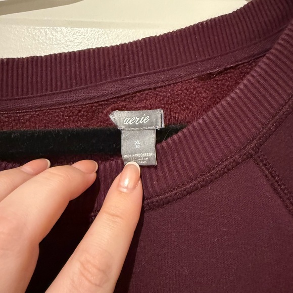 Aerie Deep Maroon Crew Neck Sweater - Picture 2 of 3